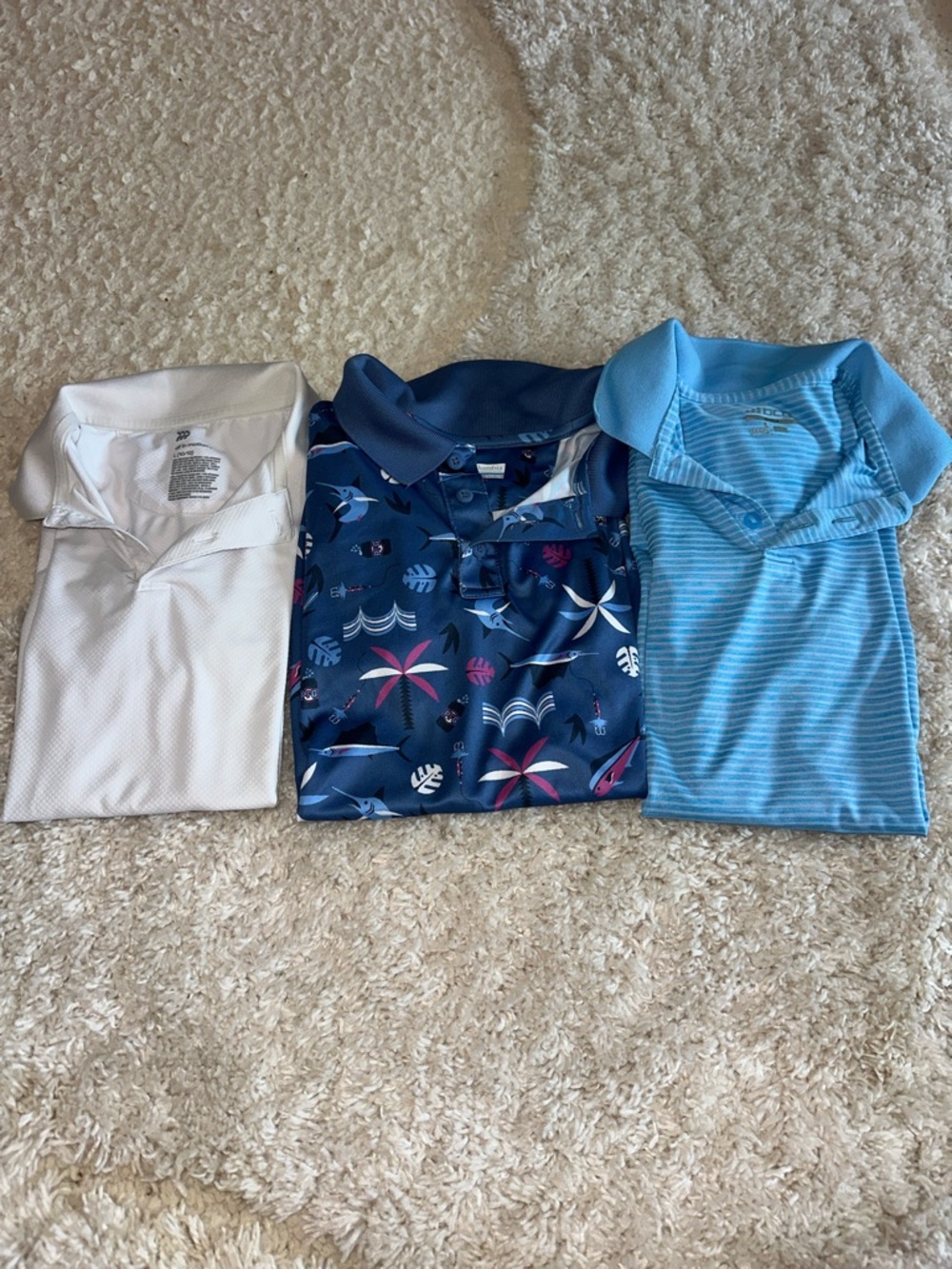 Boys Polo Shirts - Navy, White, & Light Blue